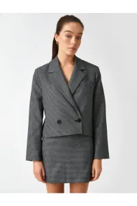 Koton Double Breasted Buttoned Lapel Check Blazer Jacket