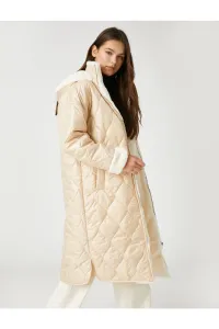 Koton dlhý nafukovací kabát plyšový detail, kapucňa na zips, vrecká