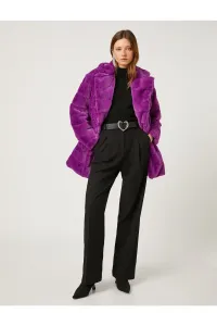 Koton Rachel Araz X - Plyšový kabát s klopovým golierom s vreckom