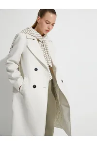 Koton dlhý oversize razený kabát, dvojradový, na gombíky s vreckom