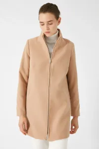 Koton Dámsky hnedý vreckový kabát na zips #4306208