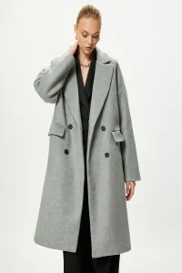 Koton Dámsky sivý melanžový kabát