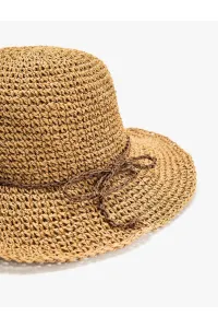 Koton Straw Fedora Hat with Ribbon Detail #9381590