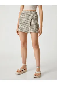 Koton Mini Shorts Skirt Metal Accessory Detail Patterned Viscose Detail