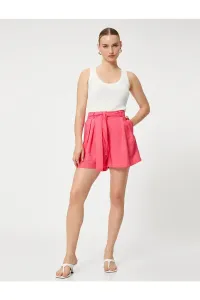Koton Mini Shorts Viscose Blend with Pockets and a Belted Waist