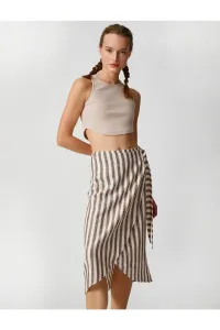 Koton Midi Skirt with Wrapover Closeup and Belted Waist