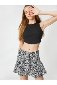 Koton Patterned Shorts Skirt with Mini Belt and Ruffled Waist