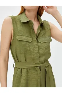 Koton Sleeveless Overalls with Shorts, Pocket Detailed Shirt Collar #7443868