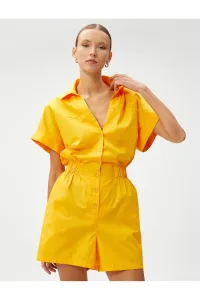 Koton Jumpsuit With Short Sleeves Short Sleeve Buttoned Shirt Collar