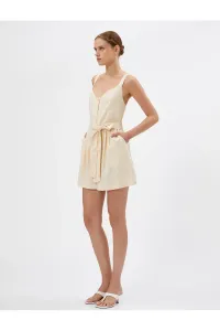 Koton Shorts and Rompers Linen Blend With Straps, Belted Waist With Buttons