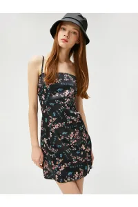 Koton Saténové šaty Mini s tenkými ramienkami Kvety s rozparkom #5788291