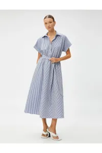 Košeľové šaty Koton midi dĺžky s krátkymi rukávmi