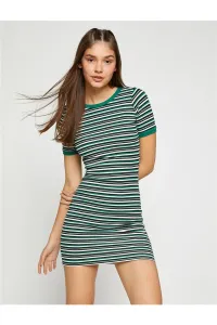 Koton 3sal80003ik Green Striped 8s1 Girls' Viscose Dres