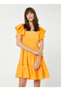 Koton Crew Neck Orange Above Knee Dress For Women 3sak80003ew