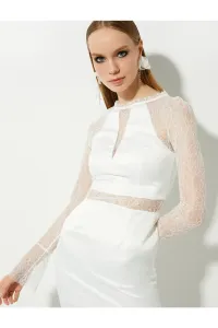 Koton čipka detailné saténové mini svadobné šaty