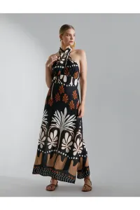Melis Ağazat x Koton - Ethnic Patterned Halter Neck Long Dress