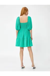Koton Short Tiered Dress with Balloon Sleeve Gimped