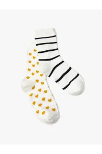 Koton Heart Socks Set of 2 with Stripe Pattern