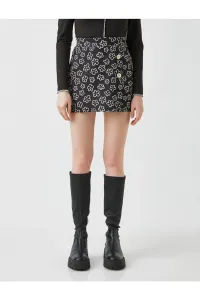 Koton Floral Buttoned Mini Skirt