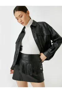 Koton Faux Leather Mini Skirt Tassel Detail
