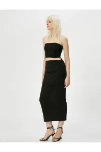 Koton Midi Pencil Skirt with Gathering Details on the Sides