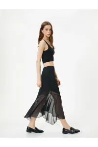 Koton Midi Skirt Asymmetric Cut Tulle Detailed #9519289