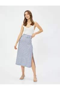 Koton Midi Skirt Linen Blend Belt Detailed #9526154