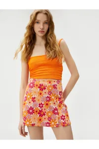 Koton Mini Floral Shorts Skirt Viscose Blend Straight Cut