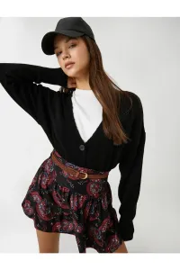 Koton Floral Mini Skirt High Waist Belt Detailed