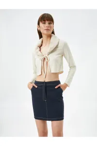 Koton Mini Skirt Jeans Look With Pocket Detailed Button Zippered