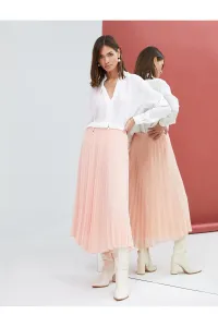 Koton Pleated Midi Skirt Chiffon Asymmetrical Cut With Lined