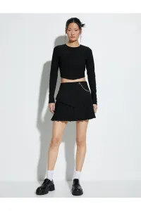 Koton Pleated Mini Skirt Chain Detail Normal Waist