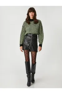Koton Faux Leather Zippered Belt Mini Skirt #6046913