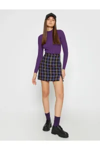 Koton Tweed Mini Skirt with Slit Detailed