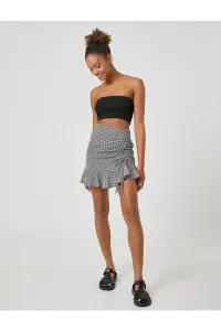 Koton Mini Skirt Viscose with Ruffles, Check, and Draped