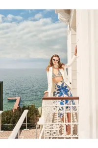 Koton Melis Ağazat X - Linen Blend Patterned Midi Skirt