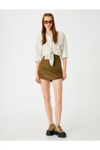 Koton Mini Skirt With A Suede Look, Zip Closure #5892851