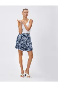Koton Pleated Mini Skirt with Elastic Waist and Printed Letters #6202856