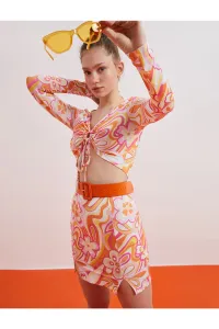 Koton Floral Mini Skirt with Slit Detailed