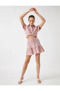 Koton Ruffled Mini Check Skirt with Elastic Waist