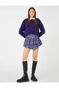 Koton Floral Mini Skirt With High Waist Ruffles