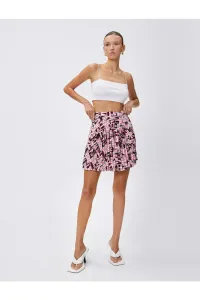Koton Pleated Mini Skirt Elastic Waist Letter Printed #6455210