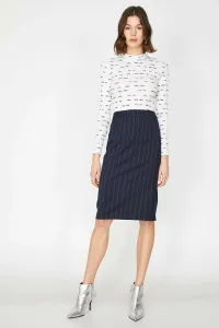Koton Women's Navy Normal Waist Midi Striped Skirt