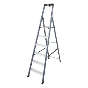 Hliníkový stojací rebrík so stupňami KRAUSE