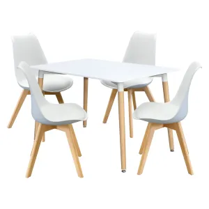 Jedálenský stôl 120x80 UNO biely + 4 stoličky QUATRO biele