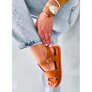 Hnedé dámske sandále z ekokože