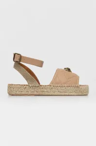 Kožené sandále Kurt Geiger London dámske, hnedá farba, na platforme #217096