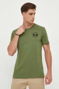 Bavlnené tričko La Martina zelená farba, s nášivkou #8751715