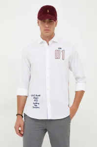 Košeľa La Martina pánska, biela farba, regular, s talianskym golierom