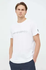 Tričko s prímesou ľanu La Martina biela farba, vzorované #3785859